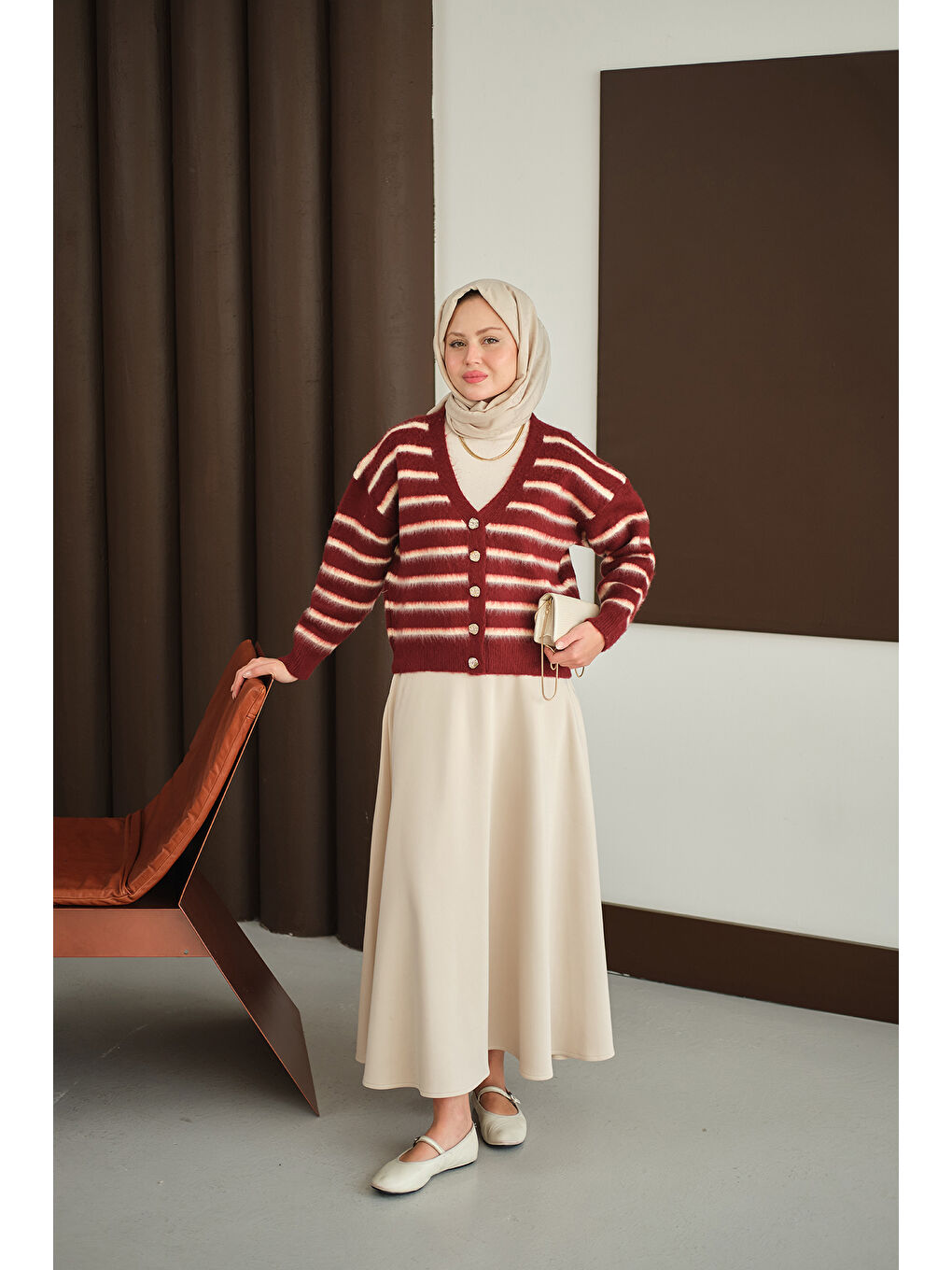 Kadın Kısa Triko Hırka Bordo-3