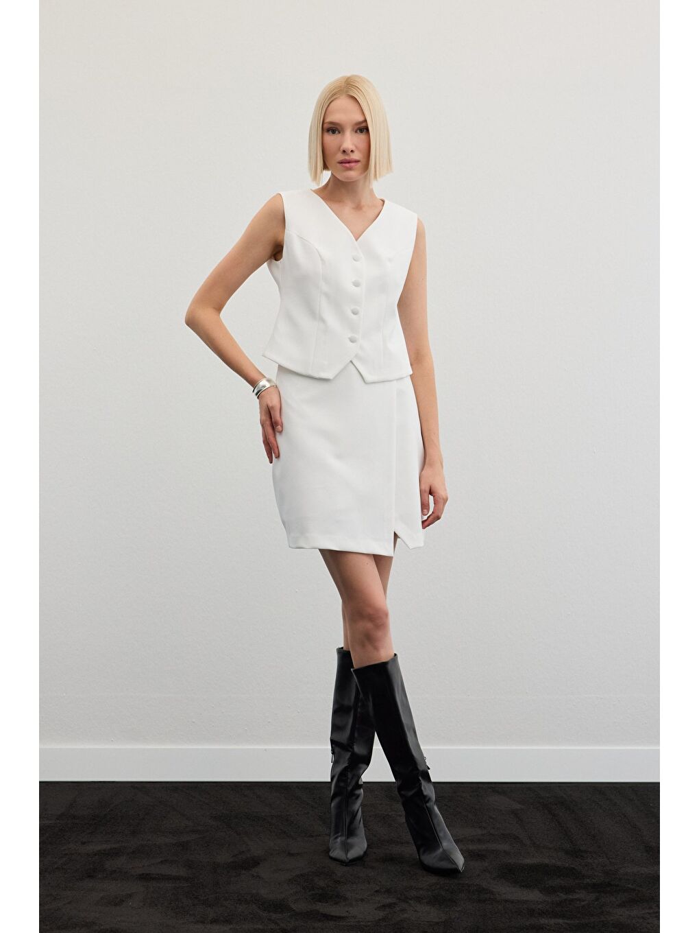 Klasik Yelek - Ekru-1