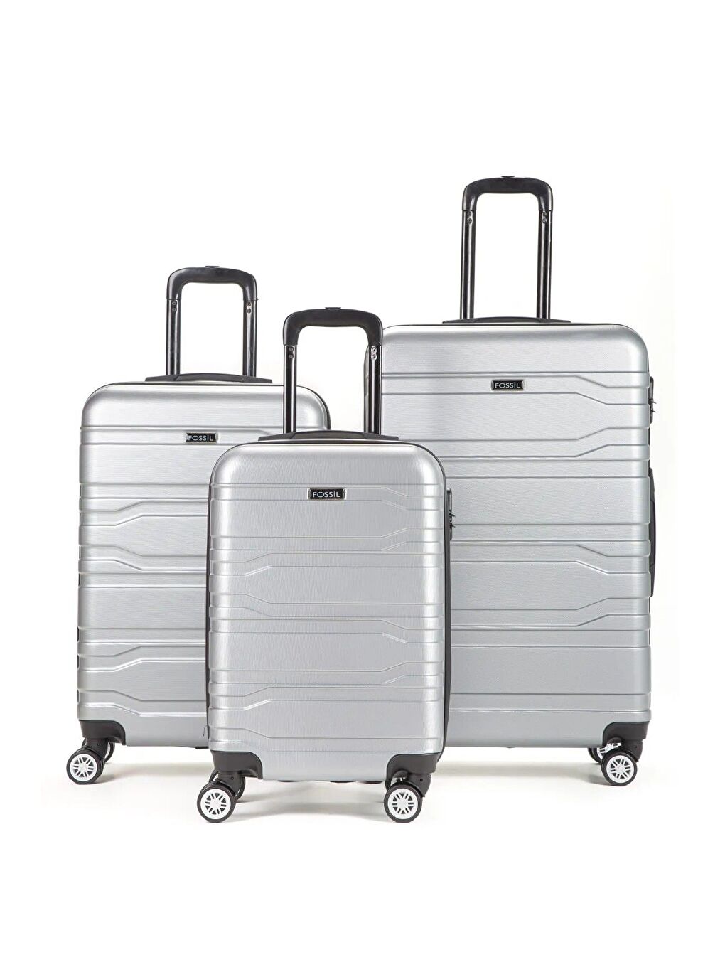 Gri ABS Unisex Kabin, Orta ve Büyük Boy 3'lü Valiz Seti