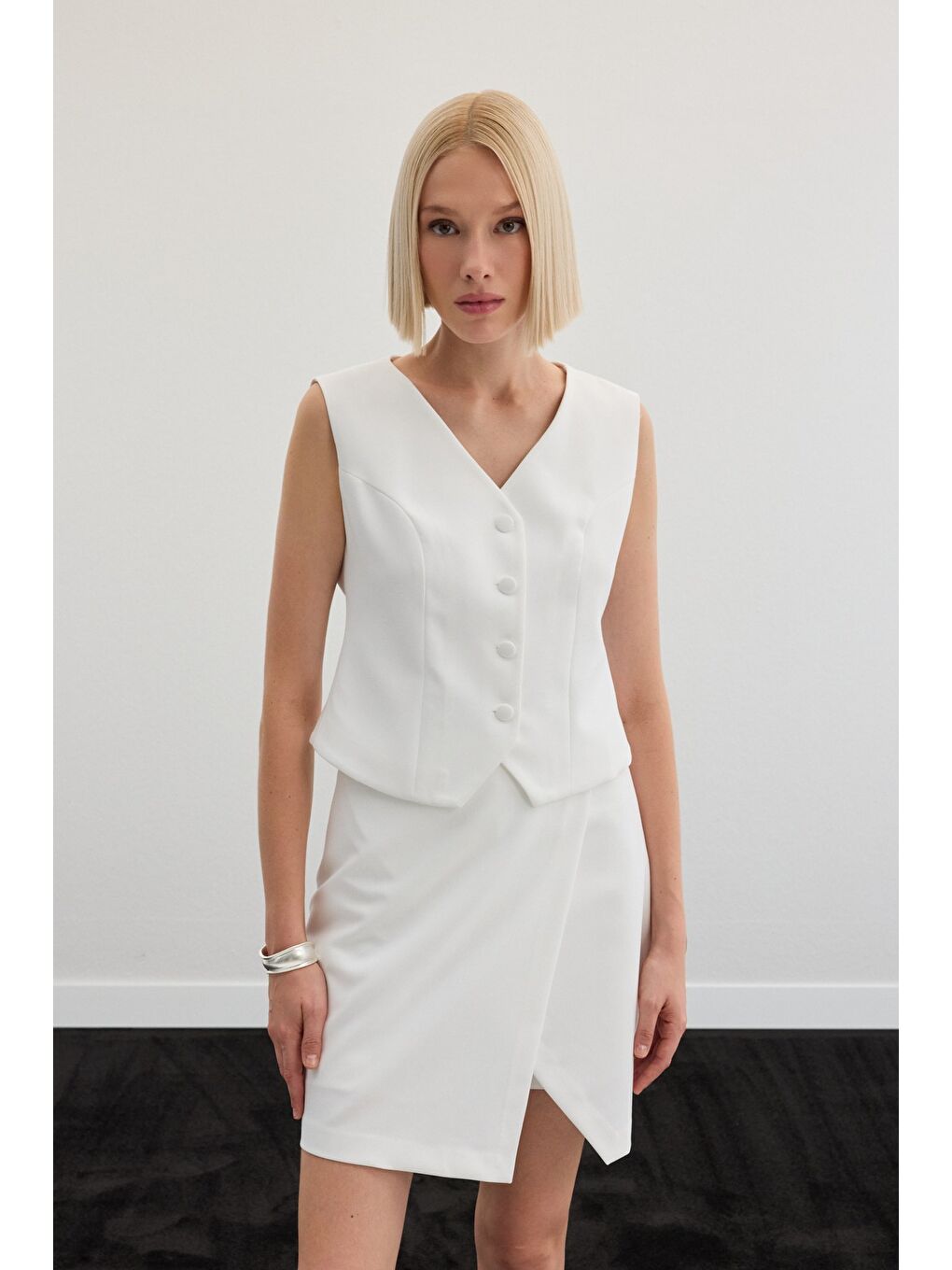 Klasik Yelek - Ekru-2