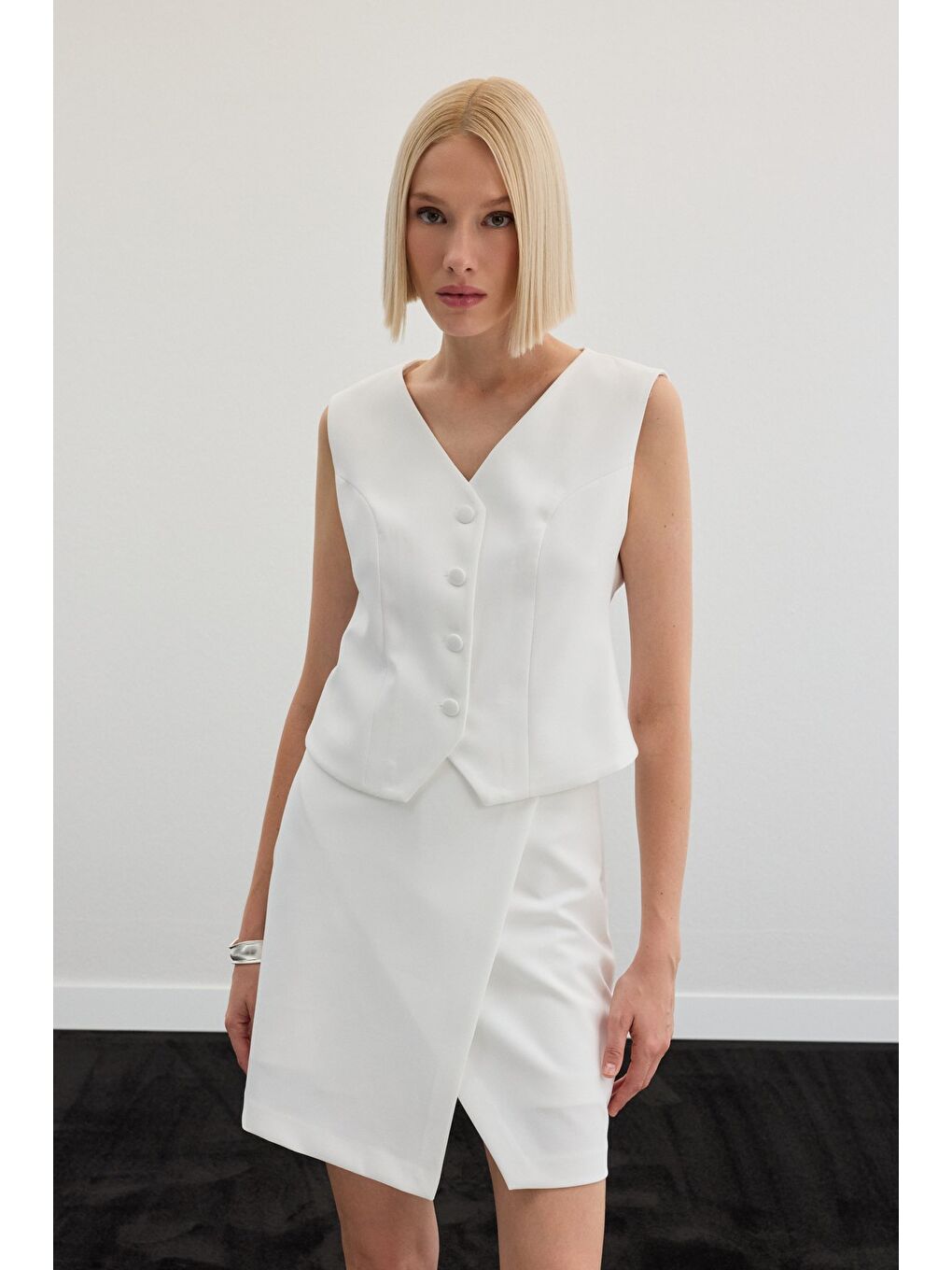 Klasik Yelek - Ekru-3