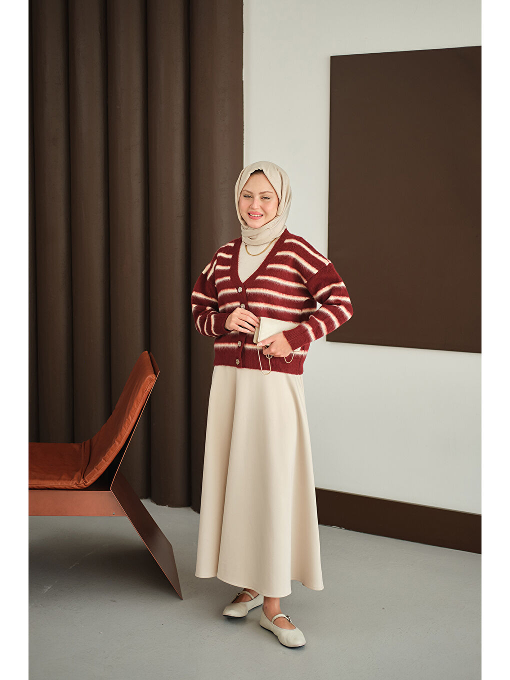 Kadın Kısa Triko Hırka Bordo-4