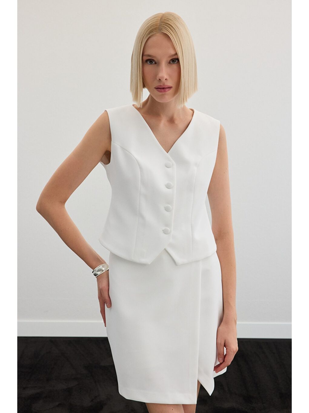 Klasik Yelek - Ekru-4