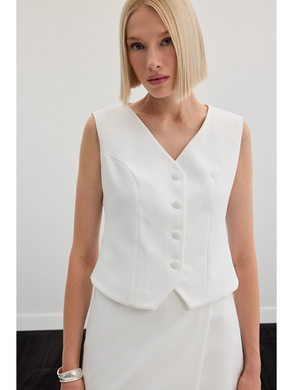 Klasik Yelek - Ekru-5