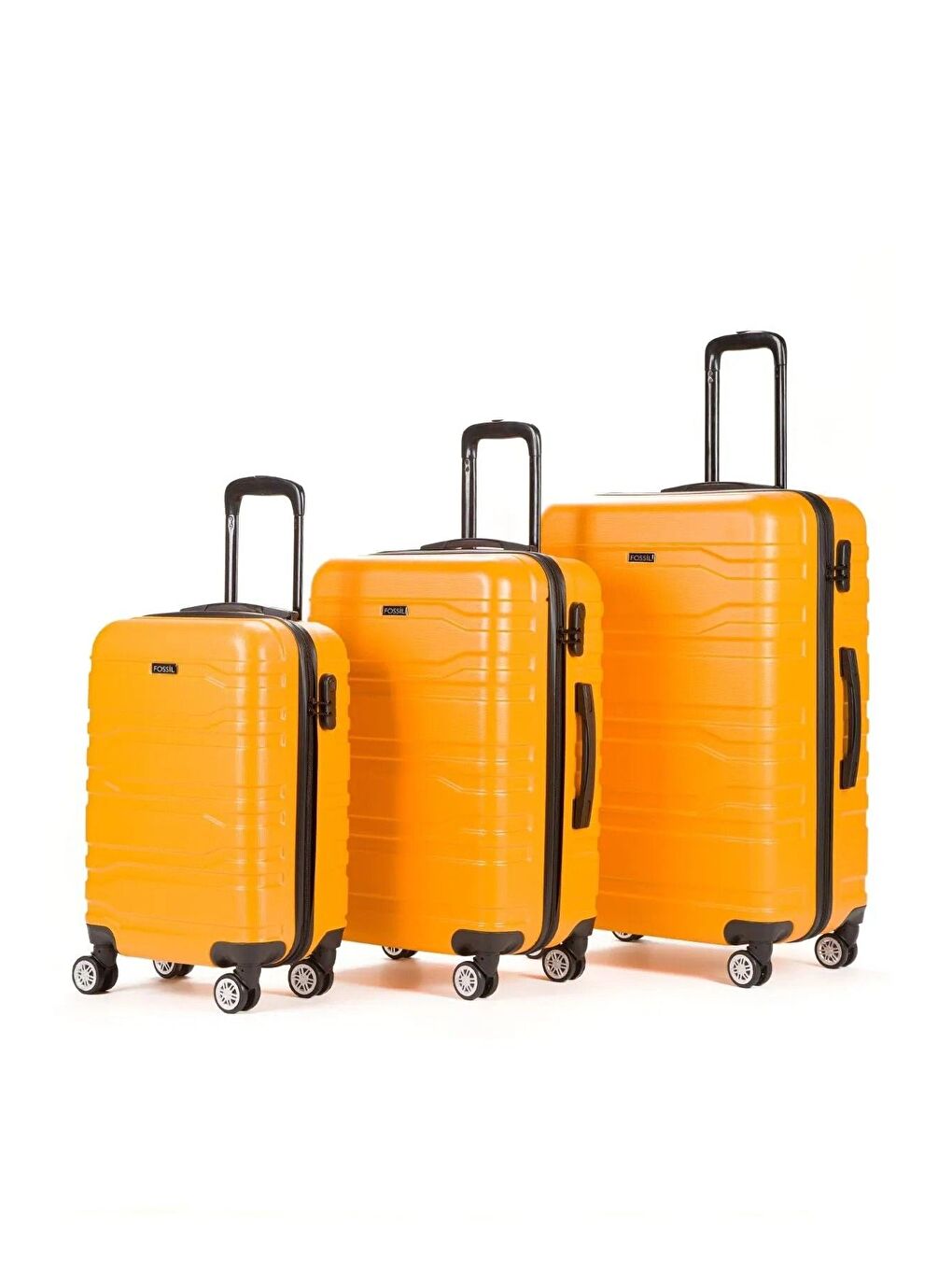 Sarı ABS Unisex Kabin, Orta ve Büyük Boy 3'lü Valiz Seti-5