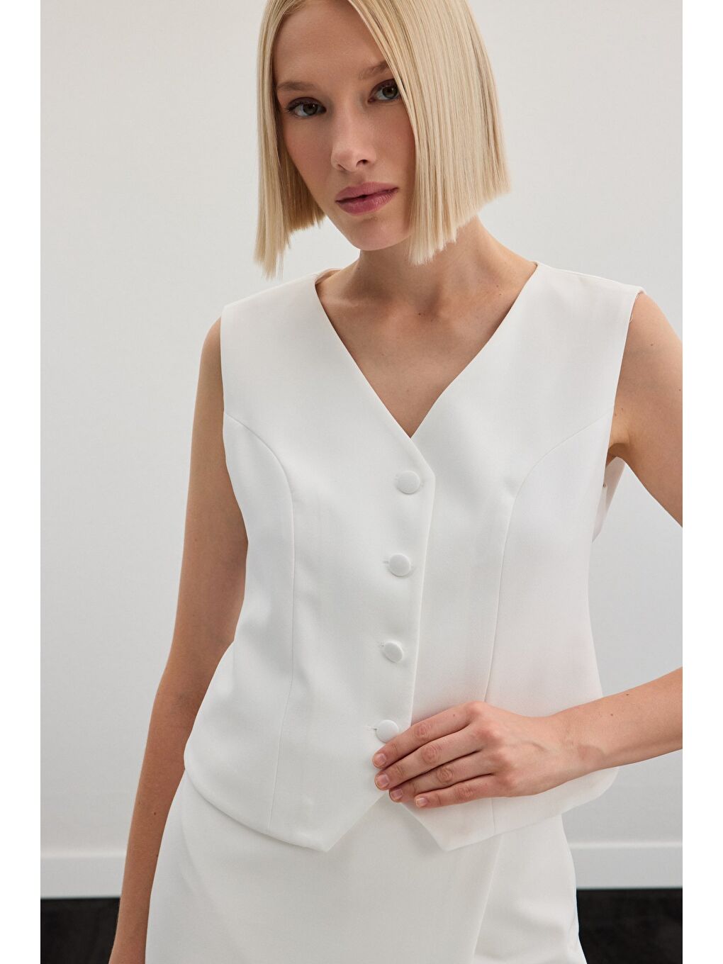 Klasik Yelek - Ekru-6