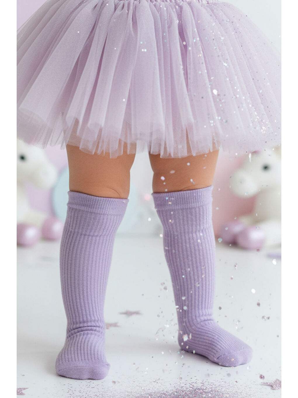Kız Bebek Fiyonk Detaylı Diz Altı Çorap / Lila AR-0090.2-1