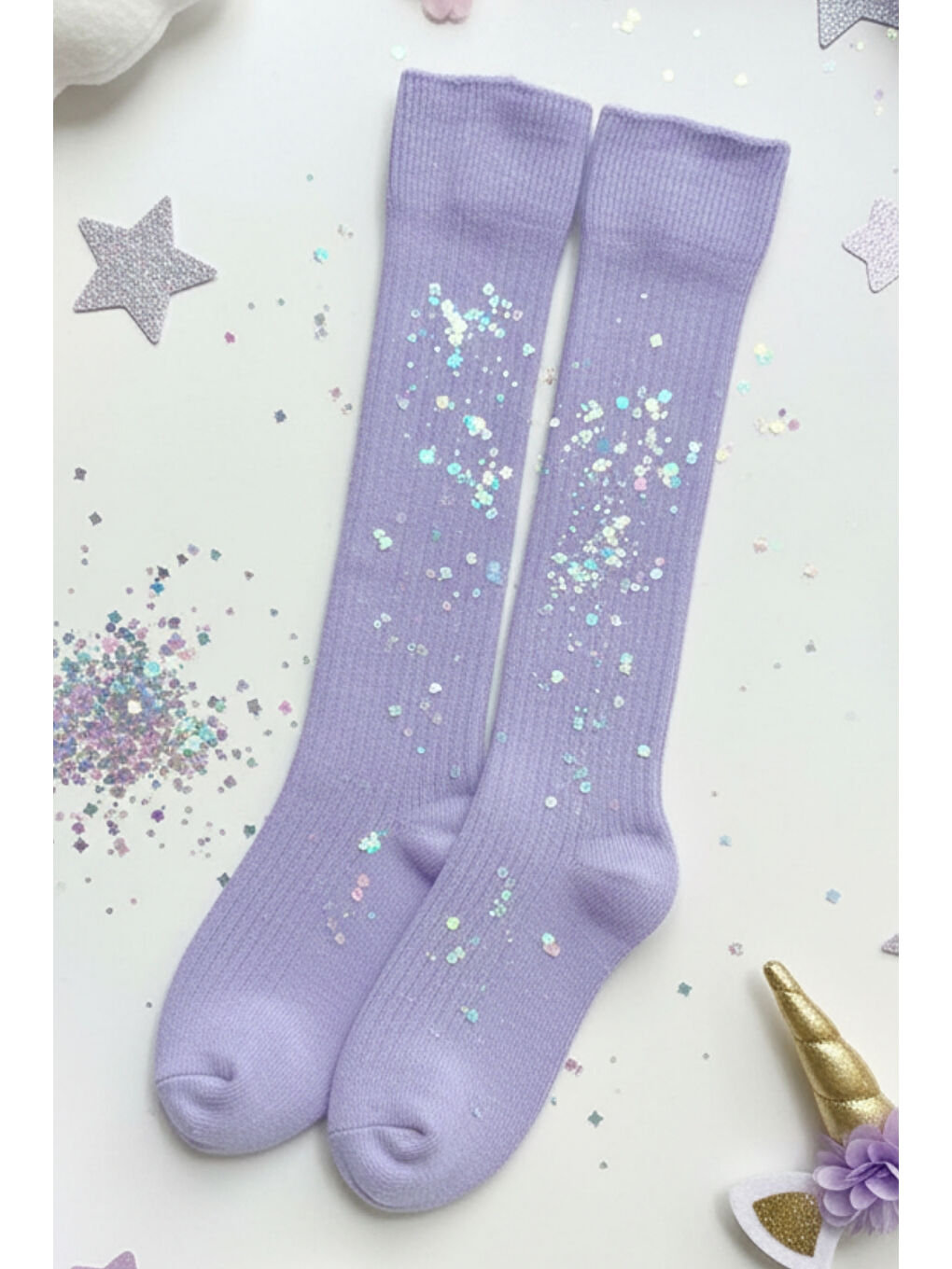 Kız Bebek Fiyonk Detaylı Diz Altı Çorap / Lila AR-0090.2-2