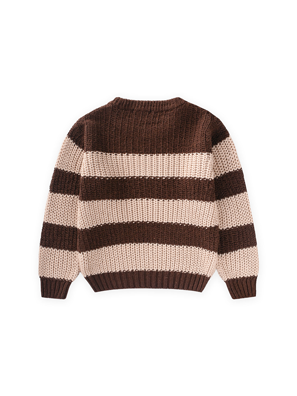 Kahverengi Selanik Çizgili Triko Kazak 2-8 Yaş Kahve-1