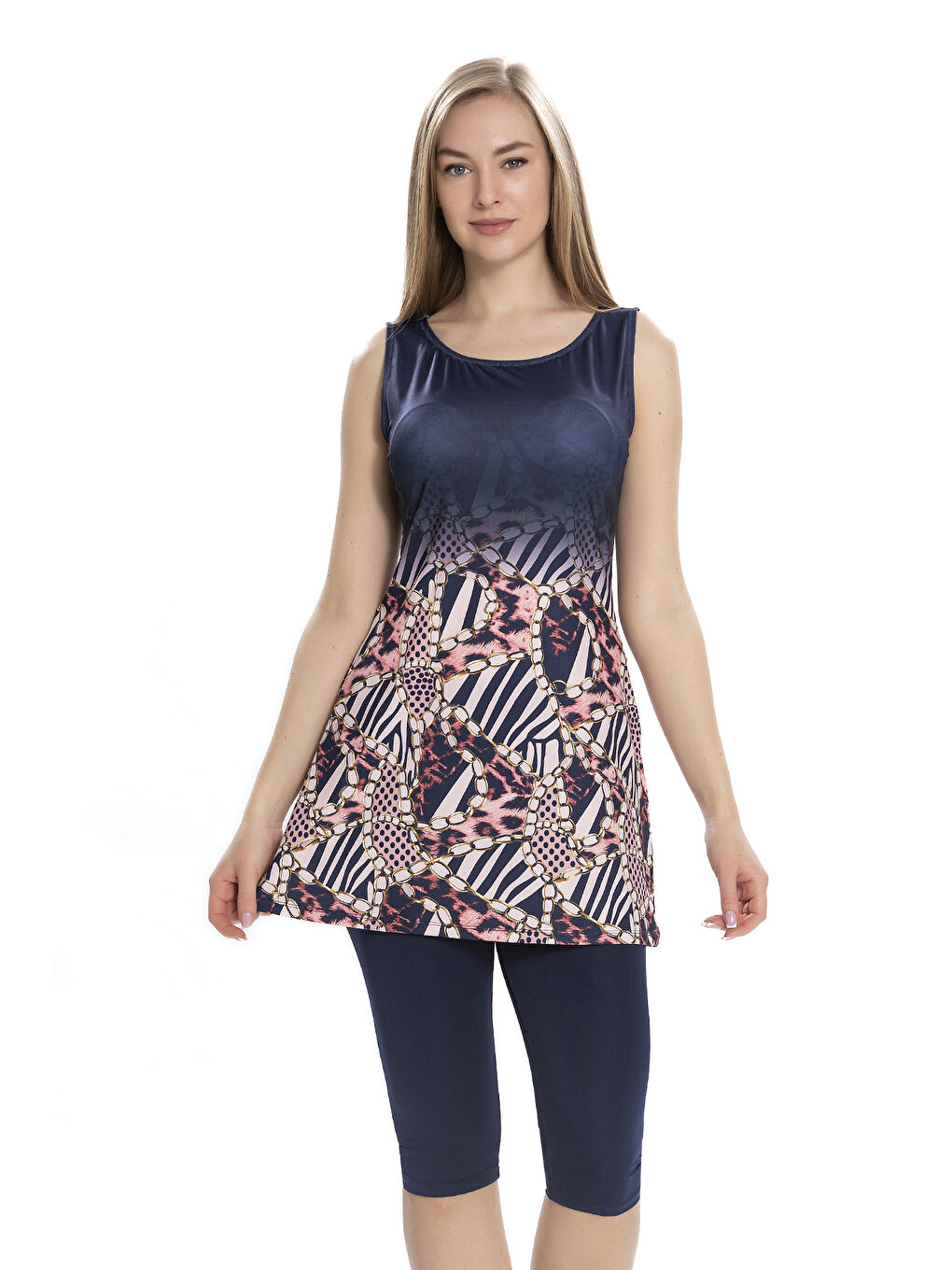 Sıfır Kollu Yarı Kapalı Mayo 160-02 Lacivert