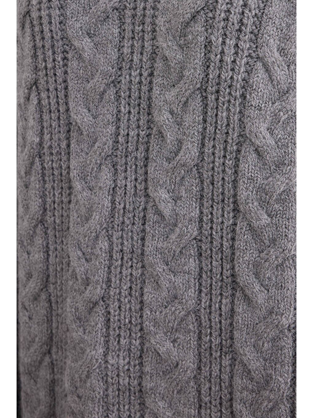 Örgülü Uzun Kazak Gri-4