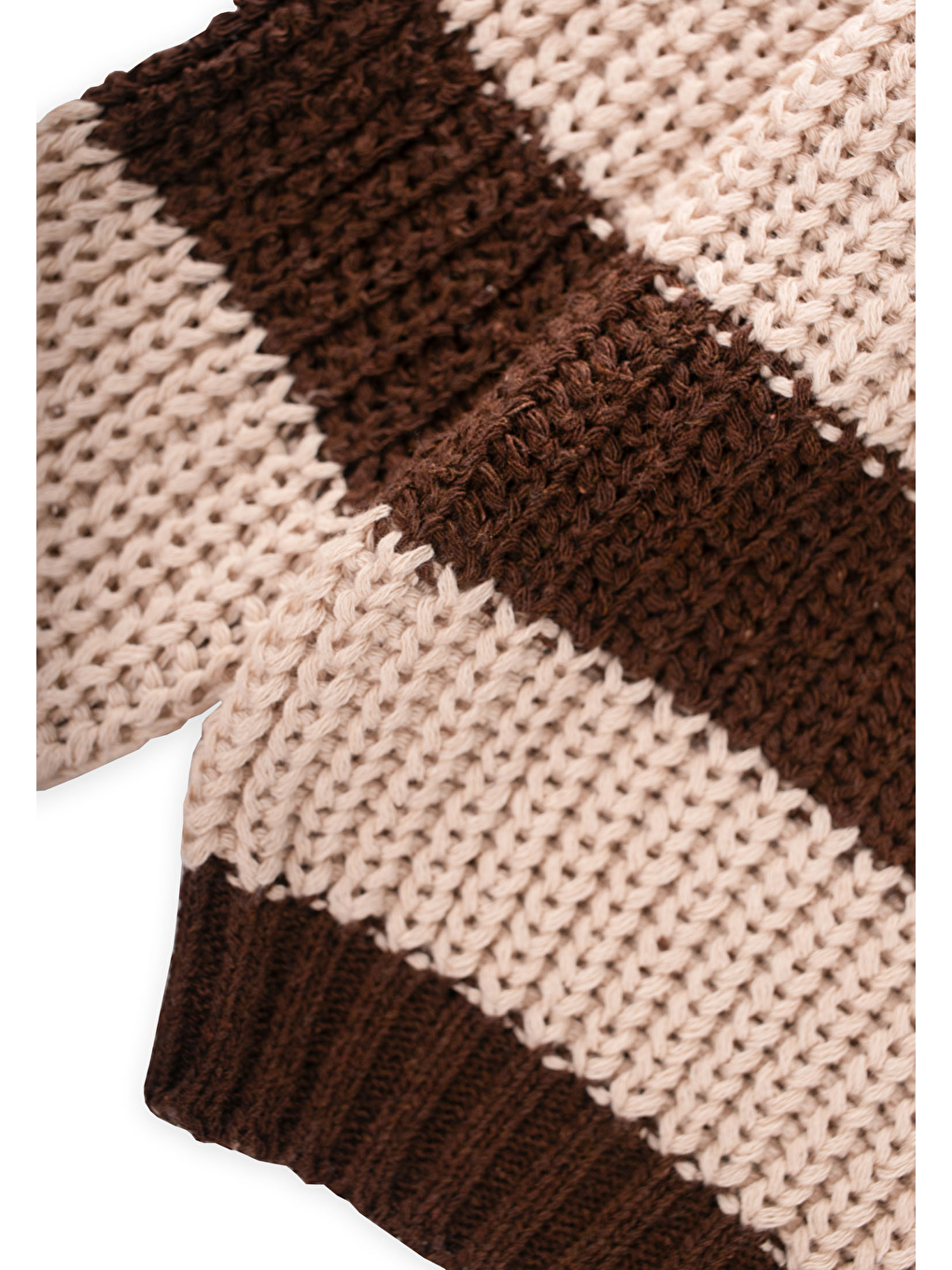 Kahverengi Selanik Çizgili Triko Kazak 2-8 Yaş Kahve-2