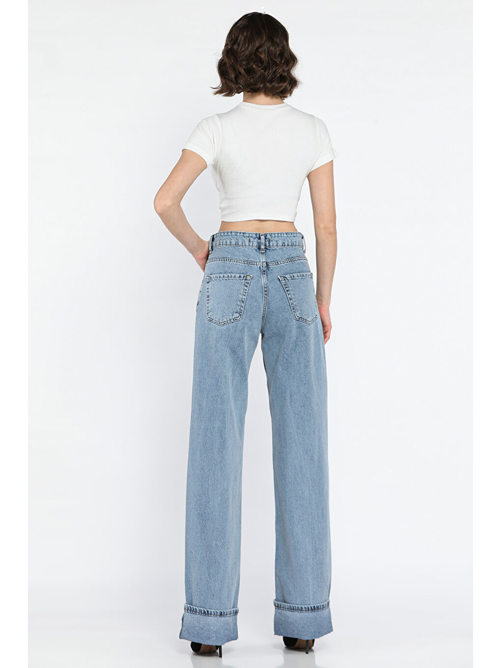 Mavi Duble Paça Kadın Mom Jean Pantolon-2