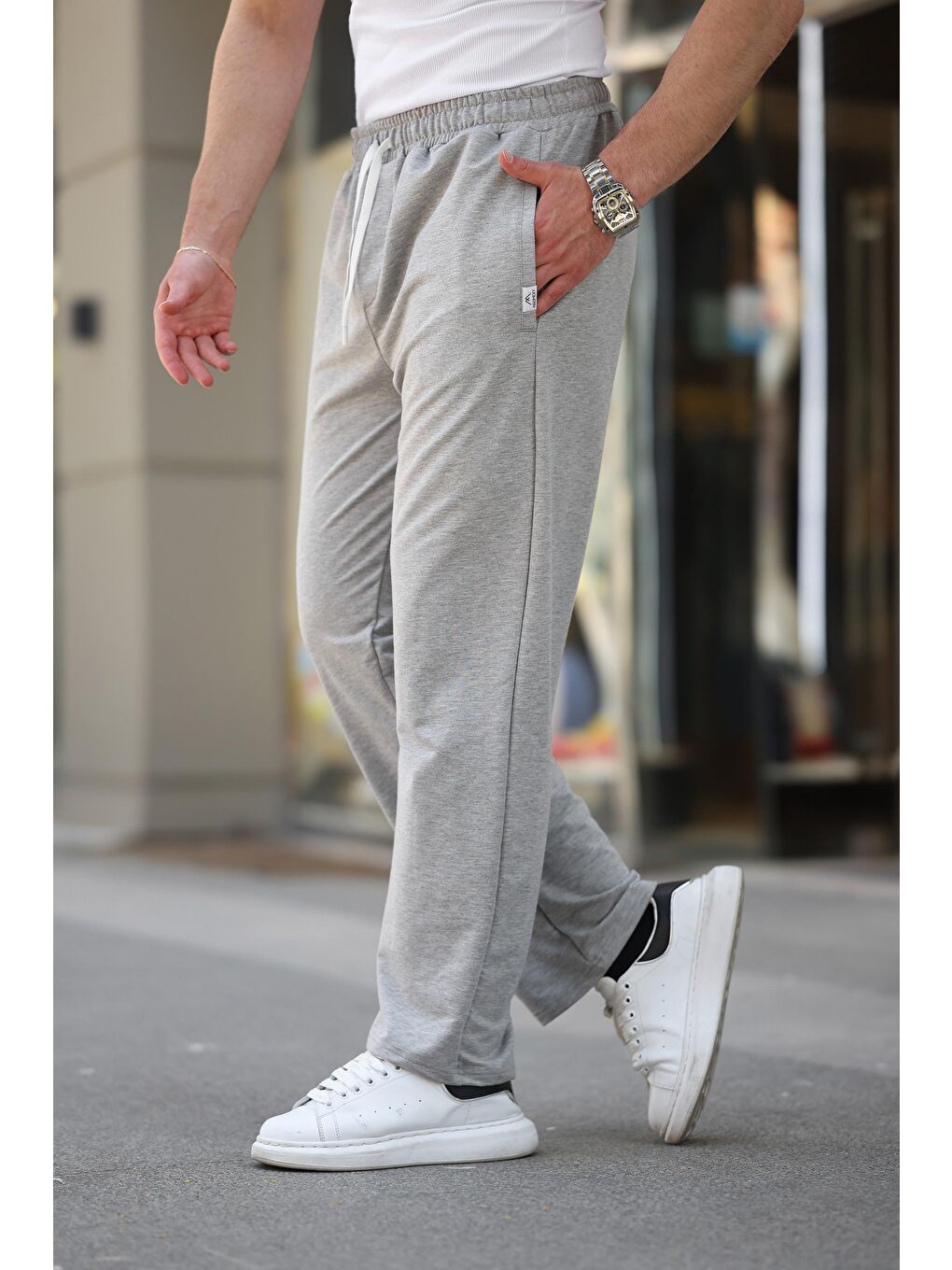 Gri Rahat Kesim Erkek Eşofman Altı E6575-1