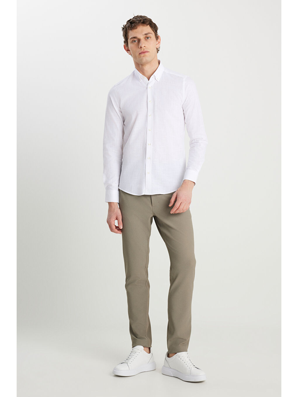 Bej Erkek Vizon Slim Fit Dar Kesim Cepli Esnek Takım Elbise Pantolonu-2