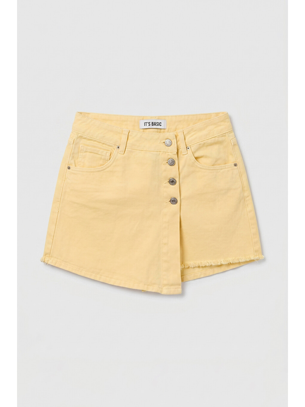 Kadın Light Sarı 6s6-108 Denim Şort Etek-1