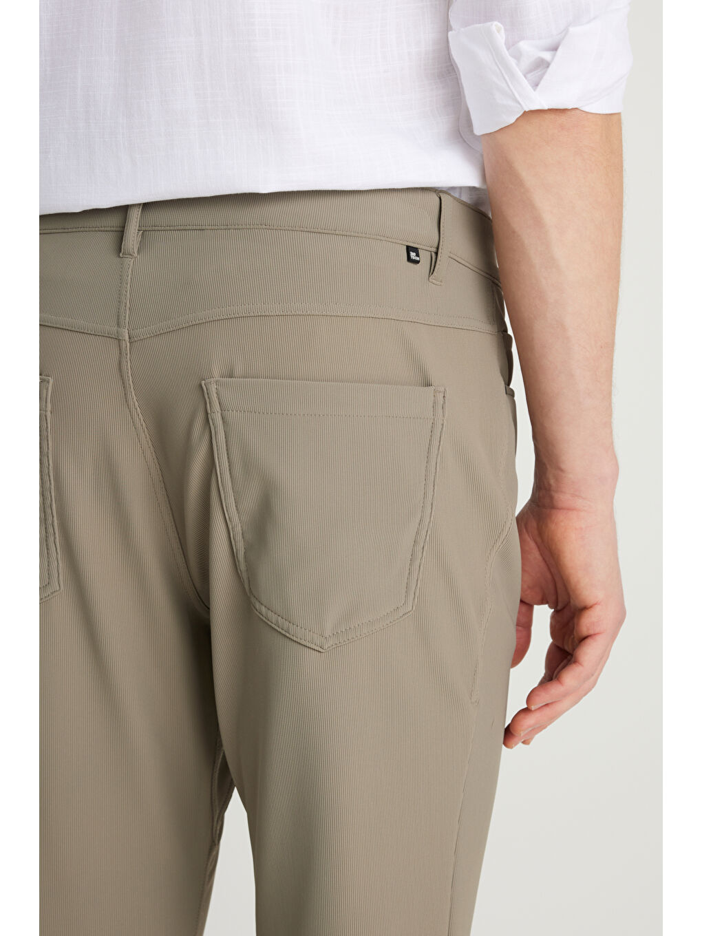 Bej Erkek Vizon Slim Fit Dar Kesim Cepli Esnek Takım Elbise Pantolonu-3