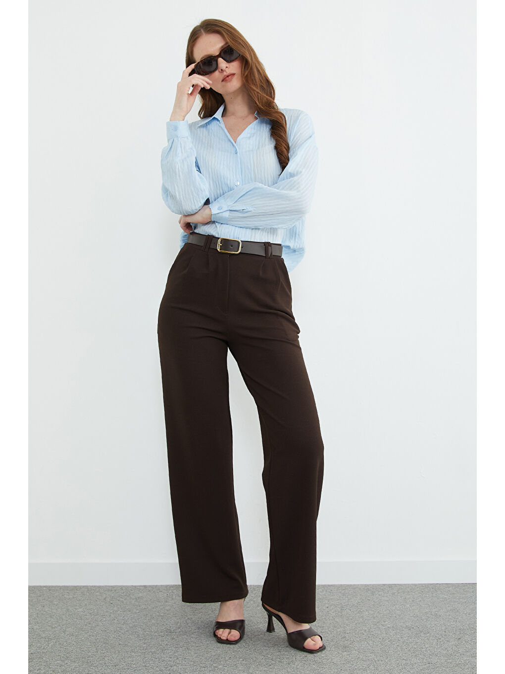 Mavi Çizgili Jakarlı Salaş Gömlek-2