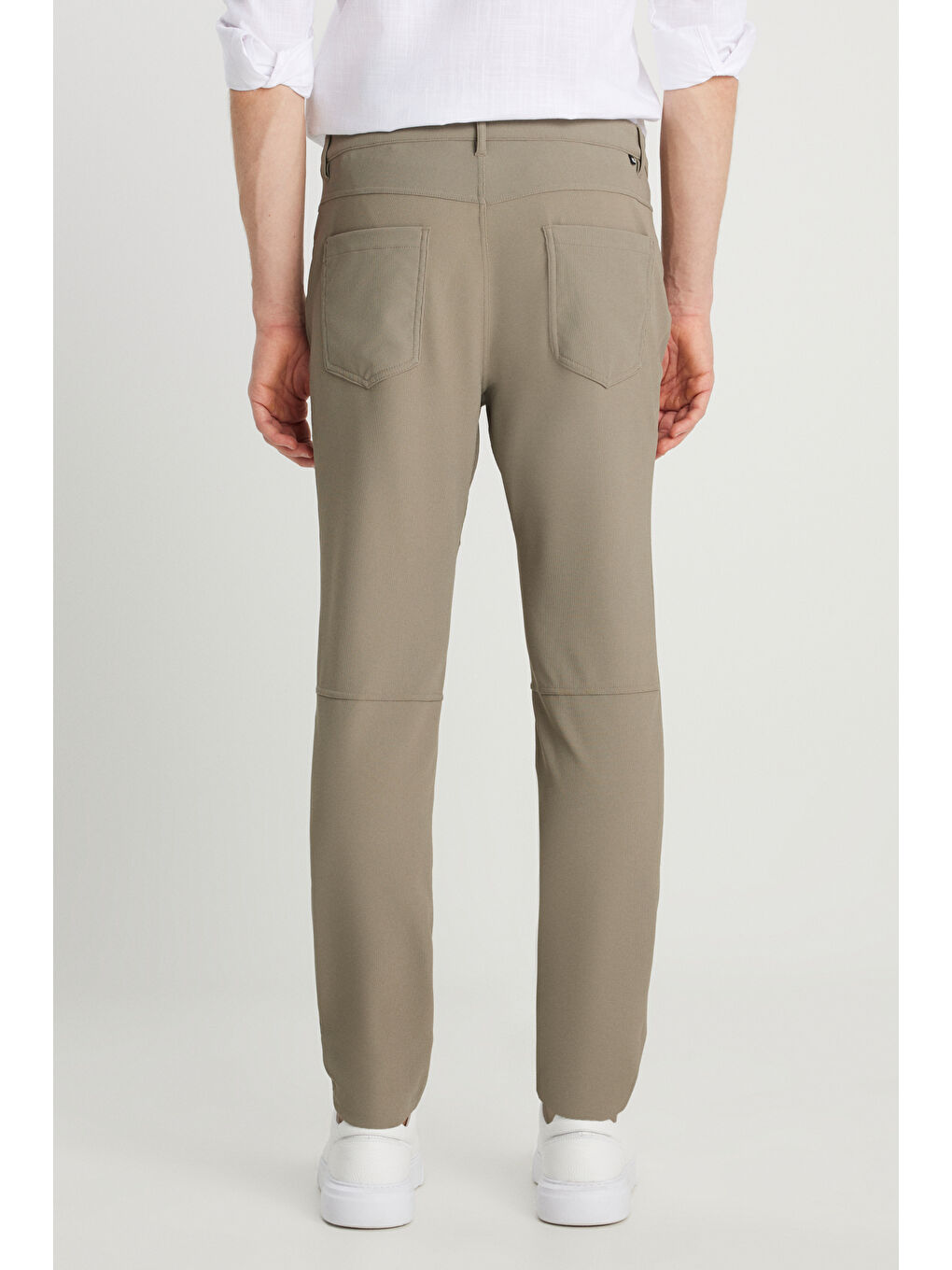 Bej Erkek Vizon Slim Fit Dar Kesim Cepli Esnek Takım Elbise Pantolonu-4