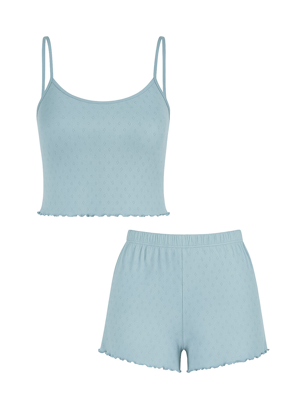 Yeşil Kadın Pamuklu İp Askılı Şort Takım-1