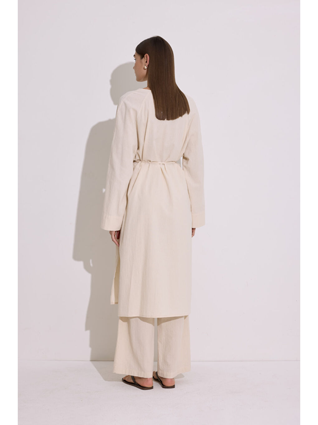 Bej Dokulu Düğmeli Uzun Tunik Natural-4