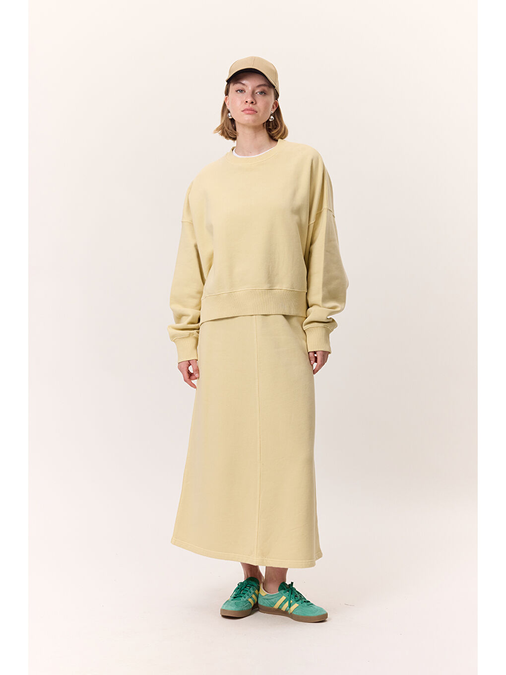 Yıkama Efektli Sweatshırt Sarı-1