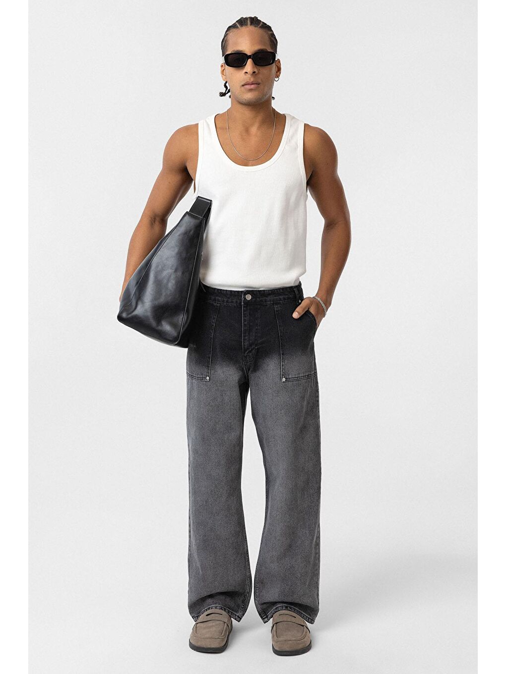 Cep Detaylı Baggy Fit Jean Antrasit