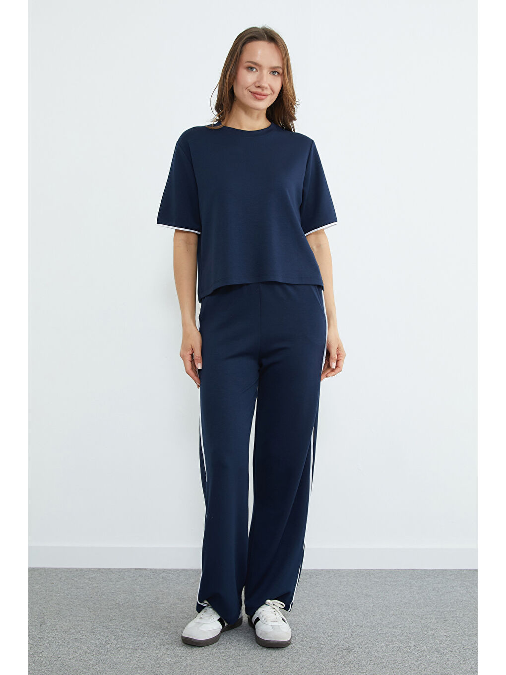 Lacivert Biyeli Bisiklet Yaka Modal 2 Li Takım-1