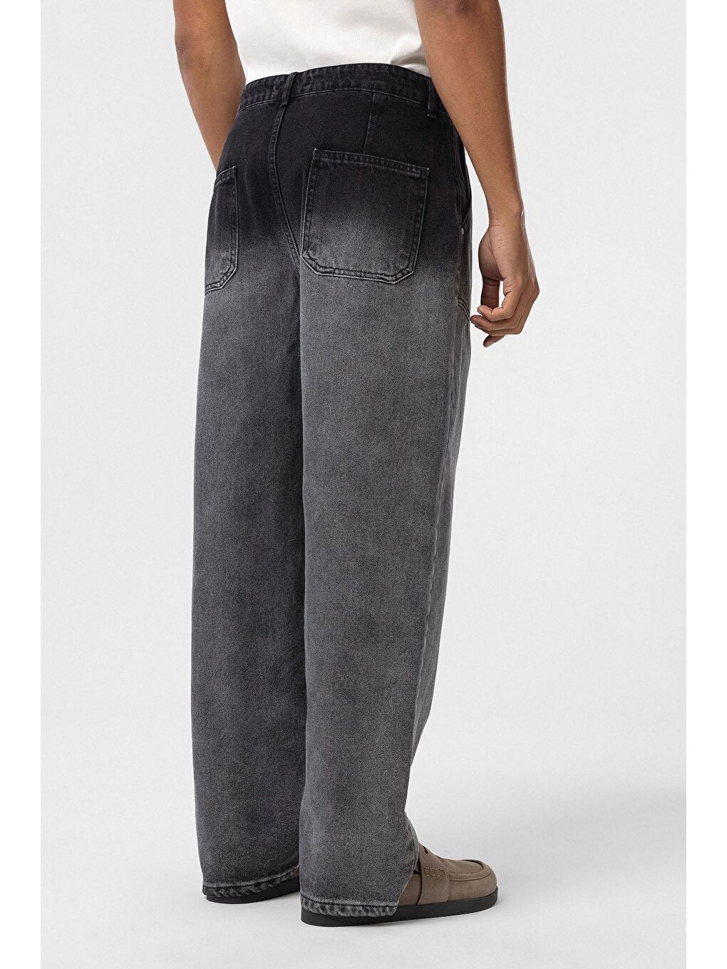 Cep Detaylı Baggy Fit Jean Antrasit-5
