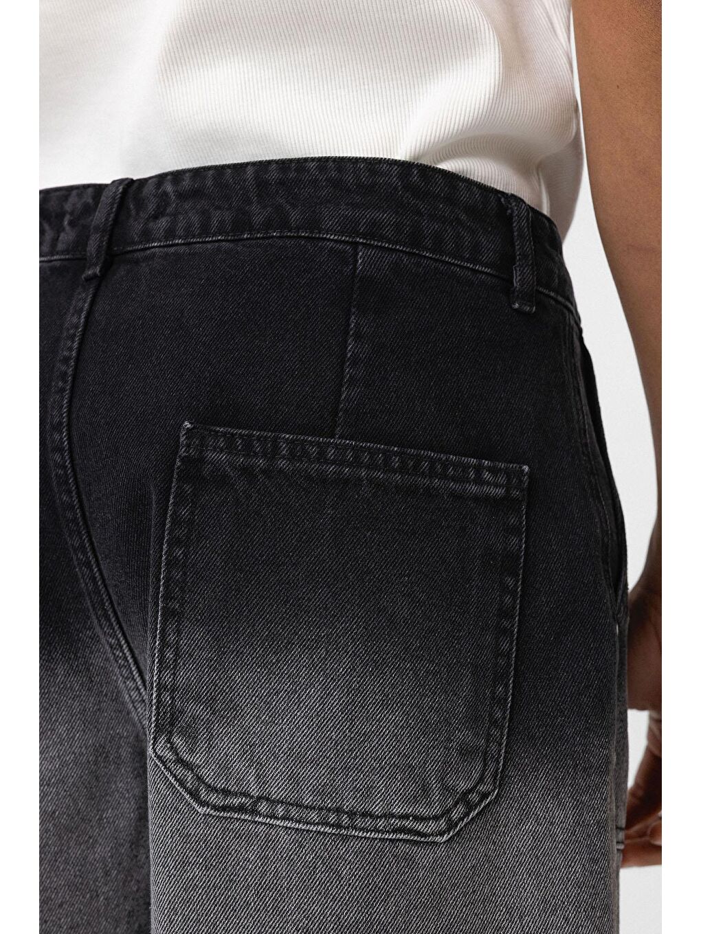 Cep Detaylı Baggy Fit Jean Antrasit-6