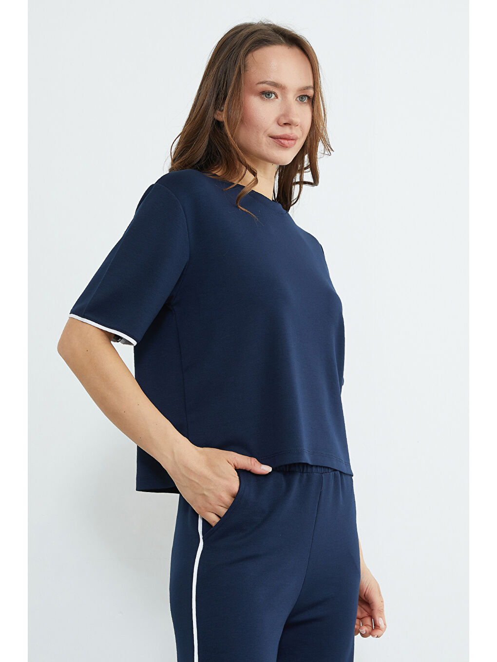 Lacivert Biyeli Bisiklet Yaka Modal 2 Li Takım-2