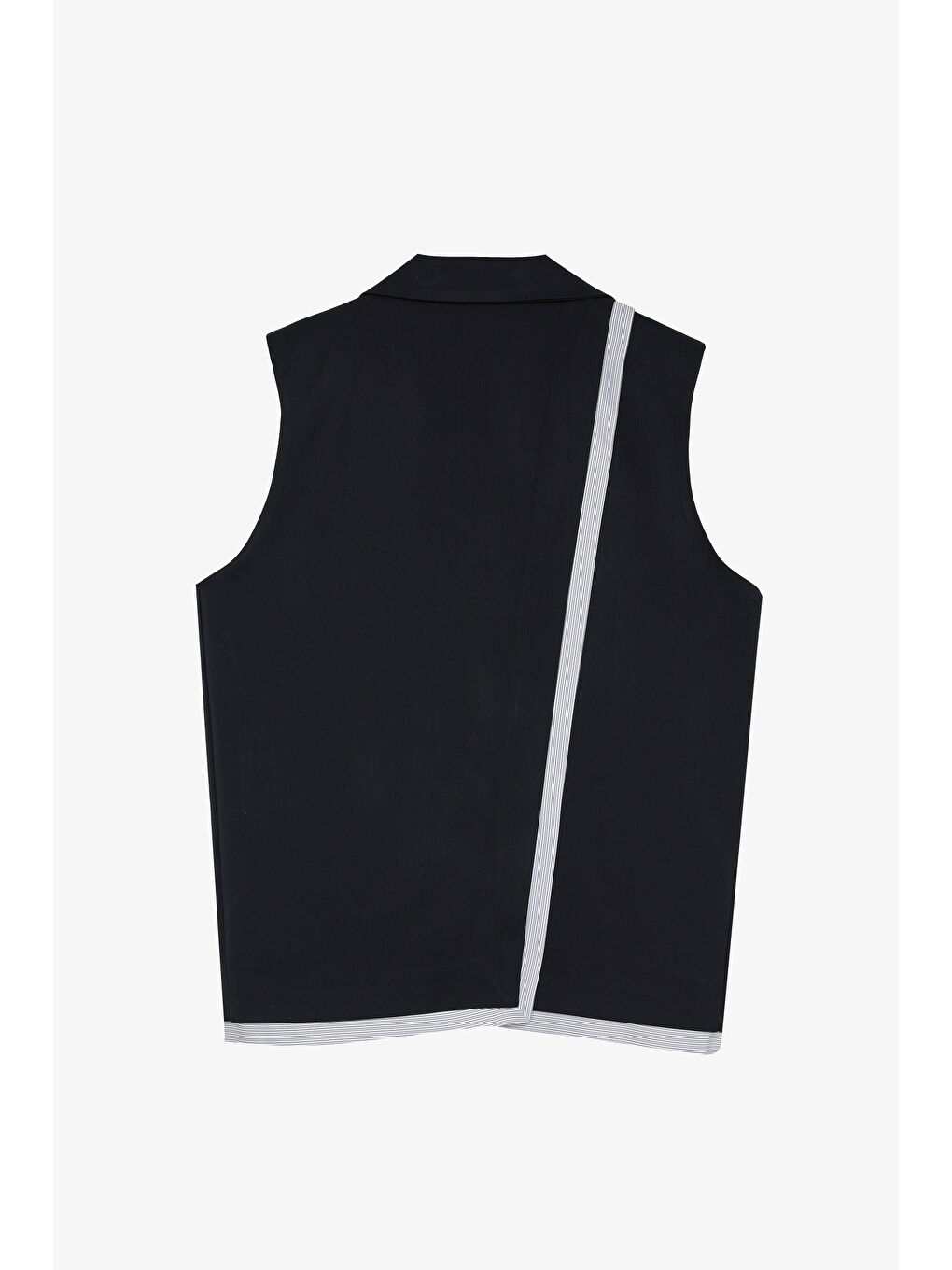 Kumaş Garnili Etiket Aksesuarlı Oversize Yelek Ceket Lacivert-1