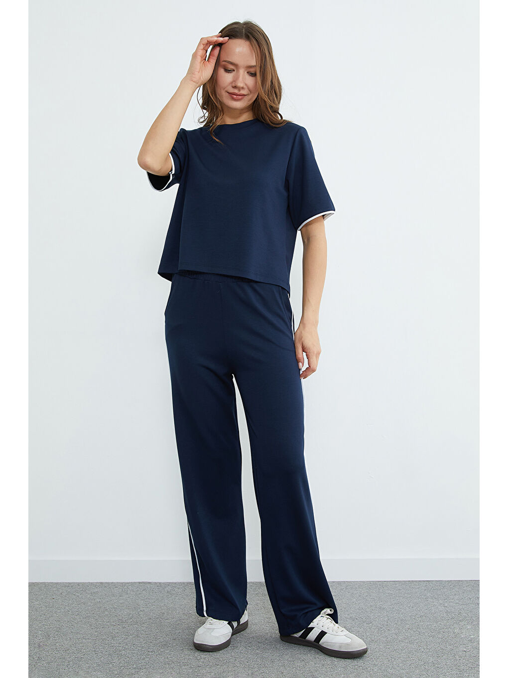 Lacivert Biyeli Bisiklet Yaka Modal 2 Li Takım-3