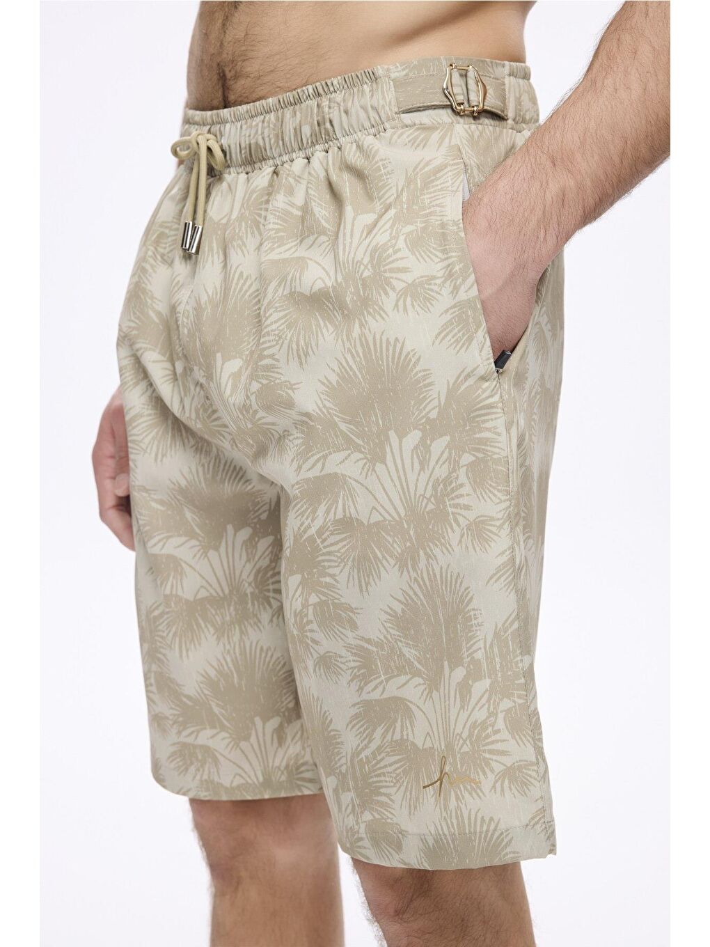 Bej Kemer Toka Detaylı Vizon Erkek Kısa Havuz Ve Deniz Şortu 5054-1