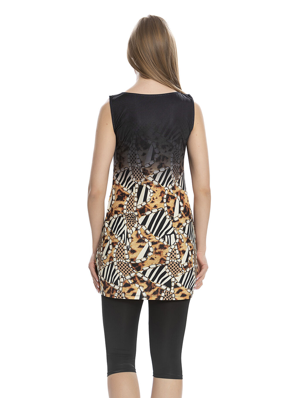 Sıfır Kollu Yarı Kapalı Mayo 160-01 Siyah-1