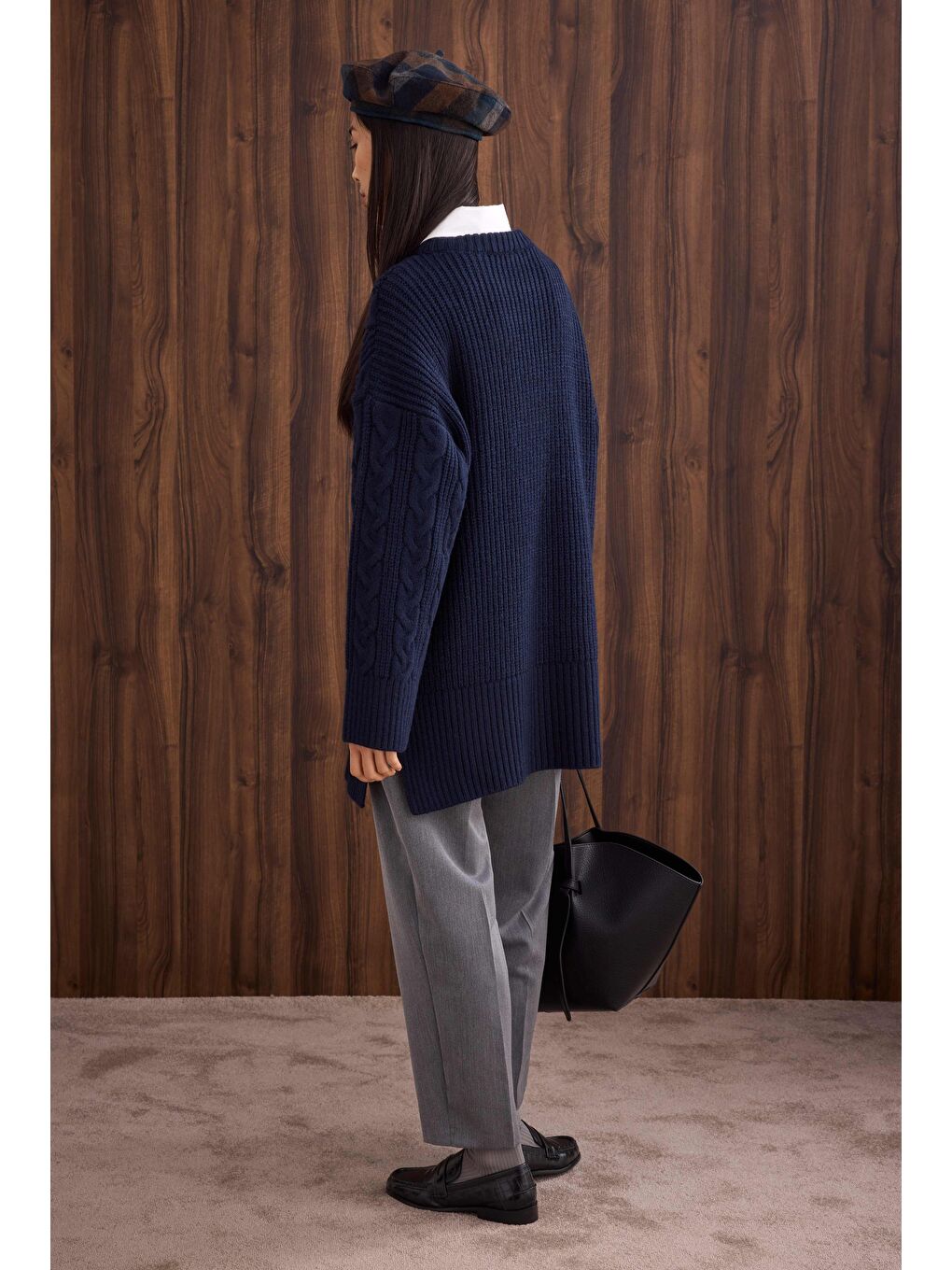 Örgülü Uzun Kazak Lacivert-4