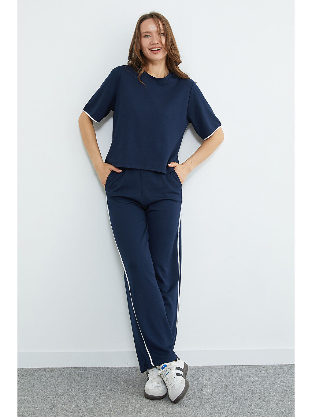 Lacivert Biyeli Bisiklet Yaka Modal 2 Li Takım-4