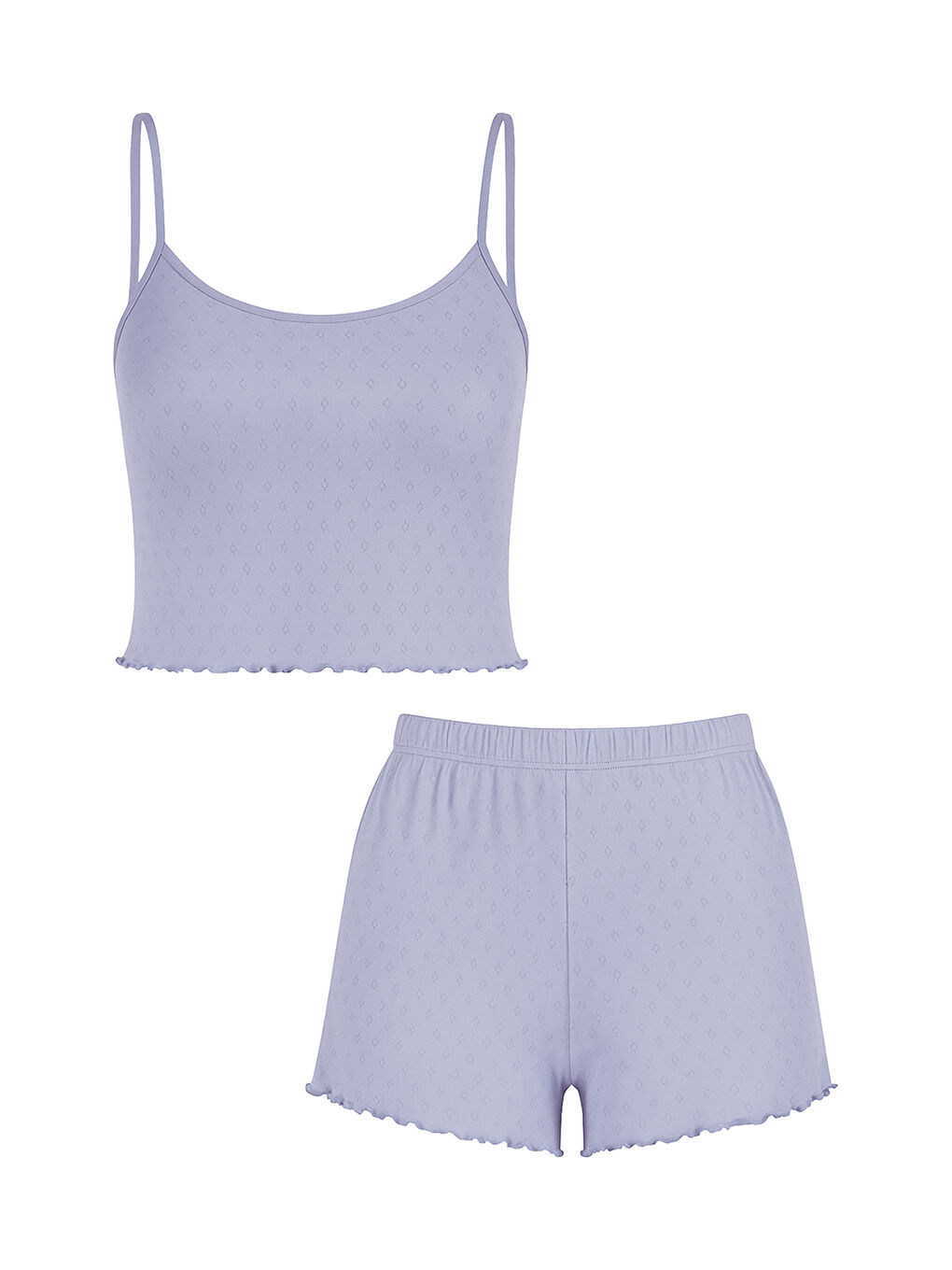 Lila Kadın Pamuklu İp Askılı Şort Takım-1
