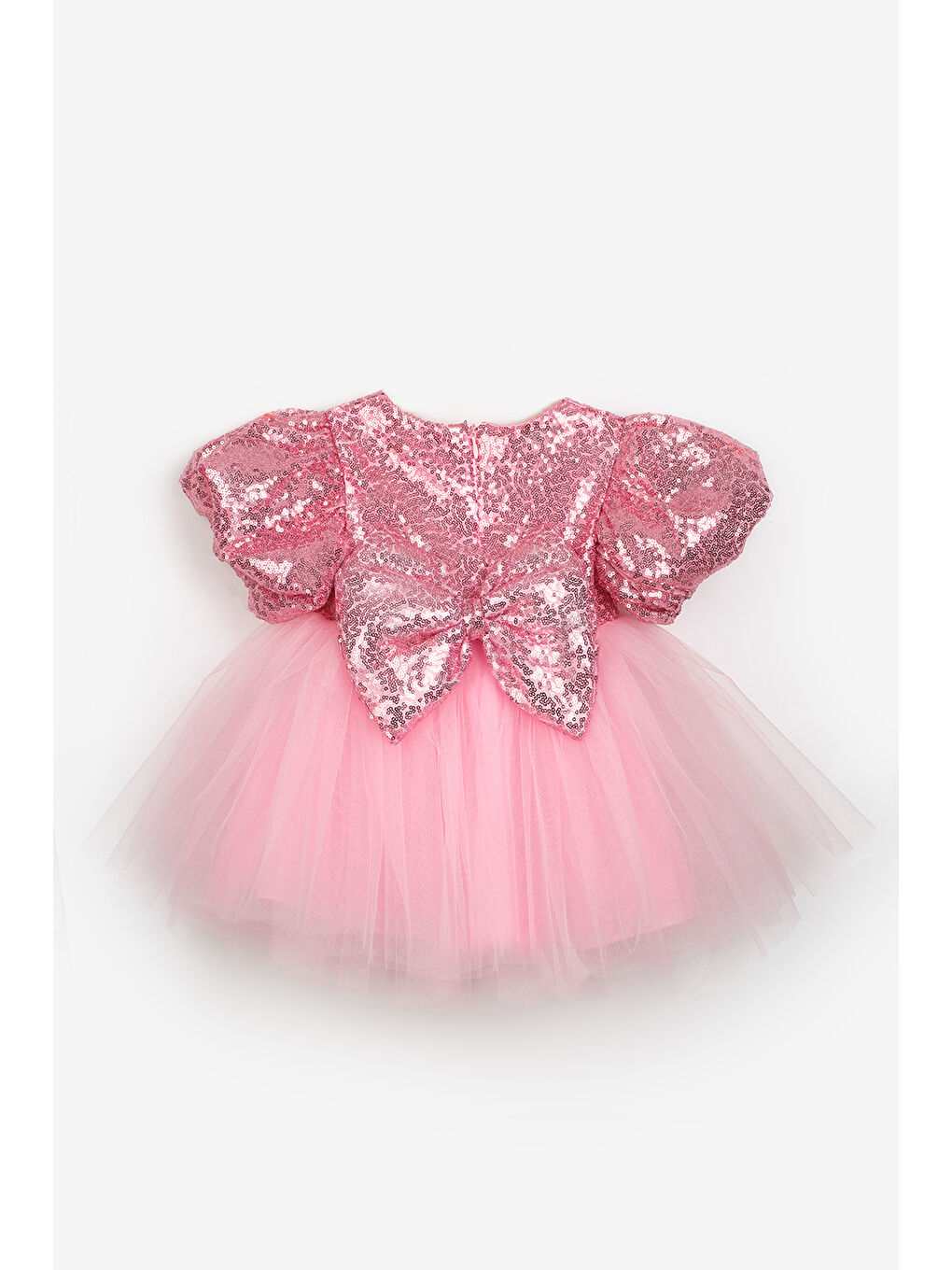 Pembe Fiyonk Detaylı Pullu Kız Bebek Elbise - Amber-1