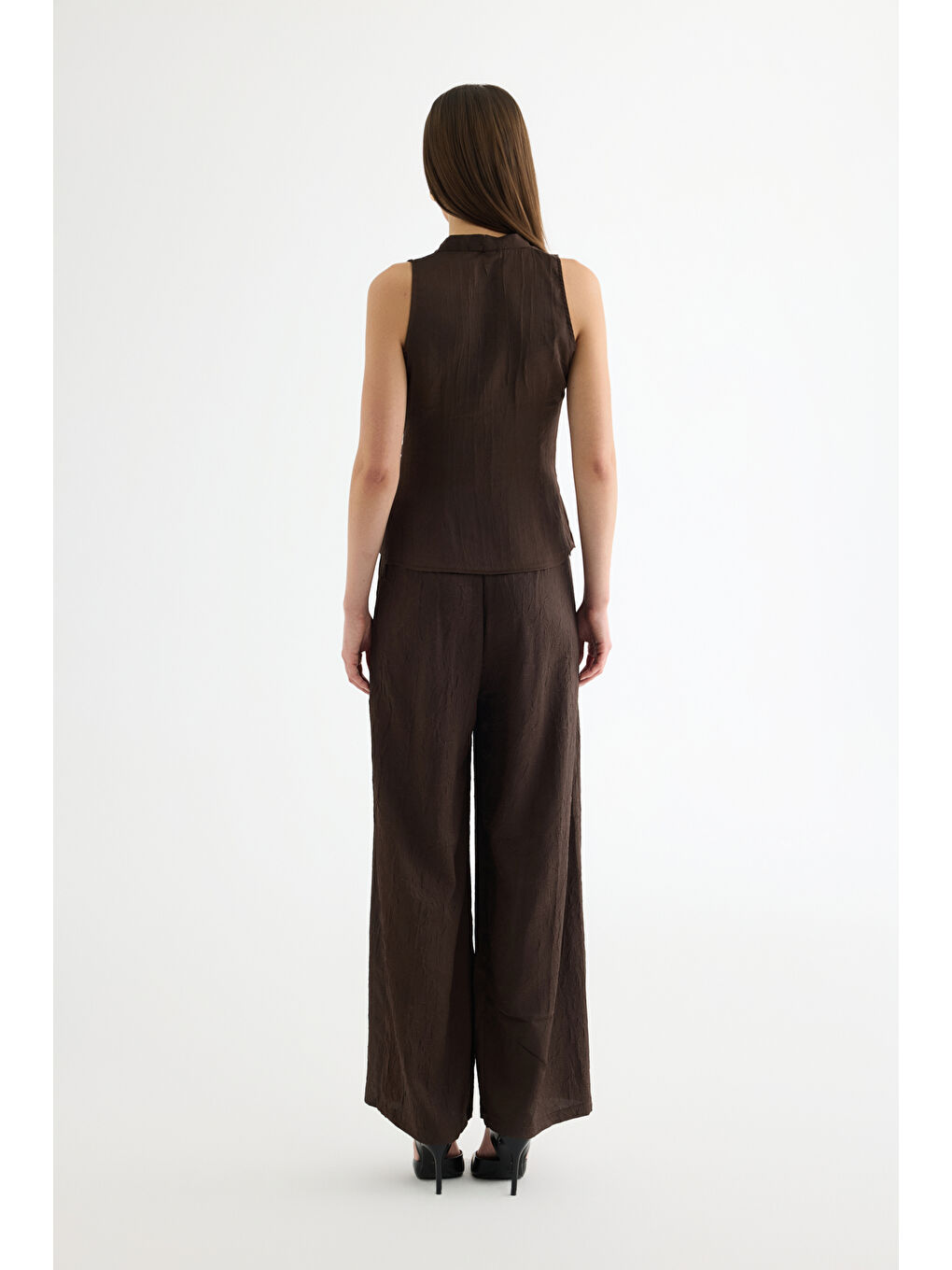 Toka Aksesuarlı Anvelop Bluz Kahverengi-1