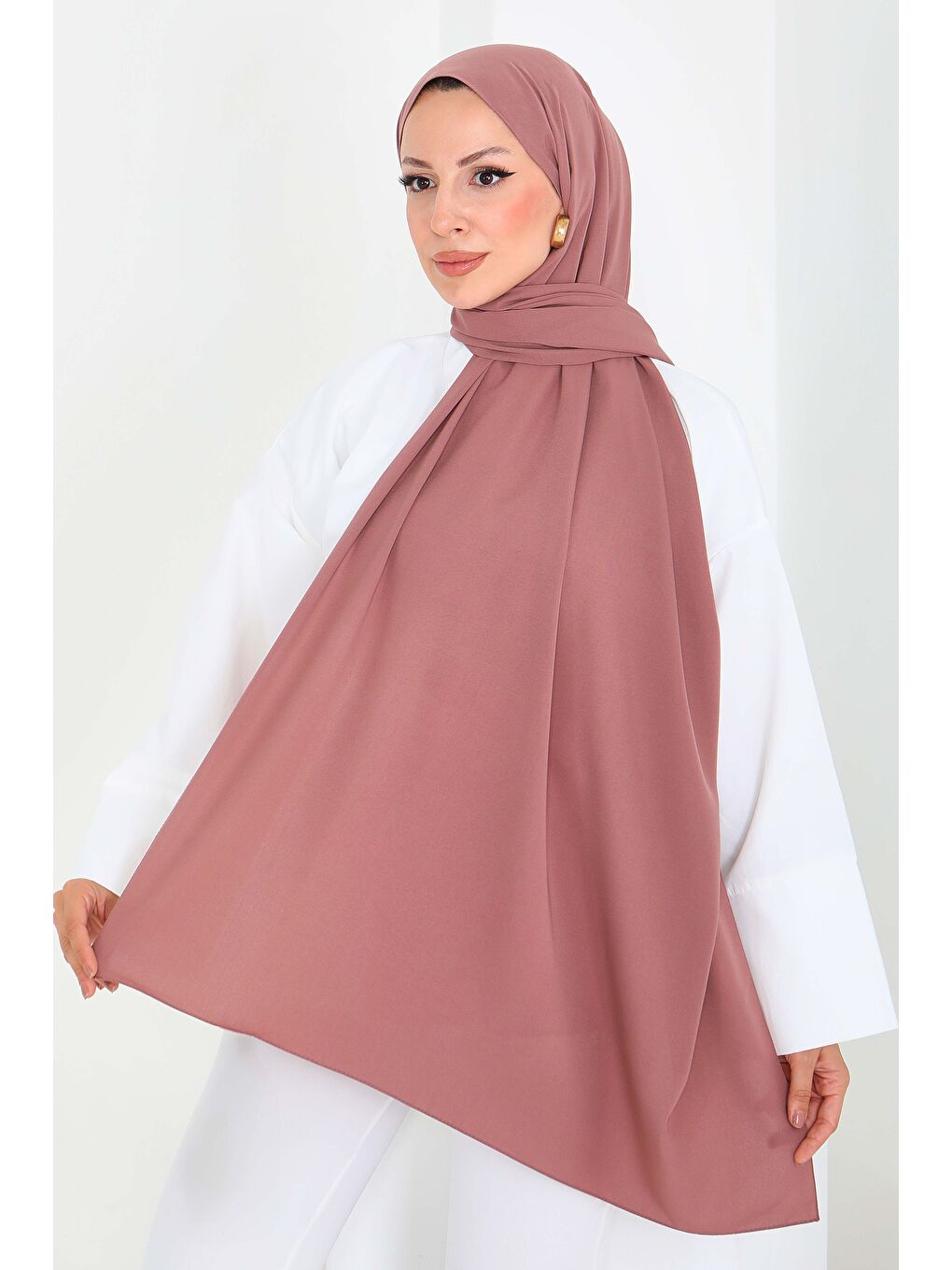 Pembe Medine İpeği Şal Gül - 27852-GUL