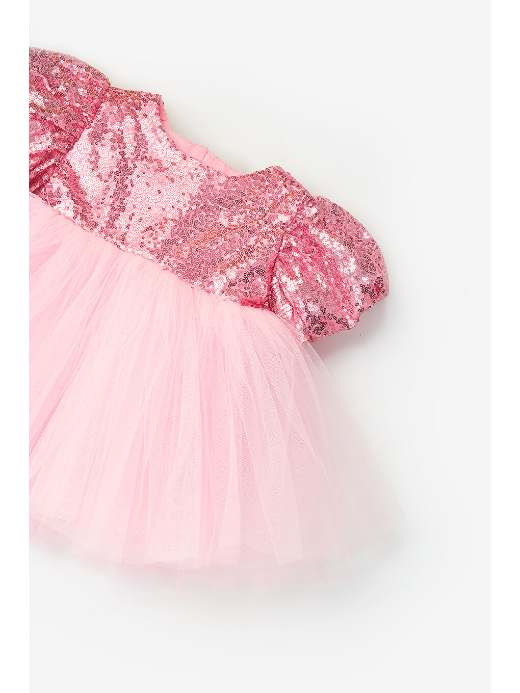 Pembe Fiyonk Detaylı Pullu Kız Bebek Elbise - Amber-2