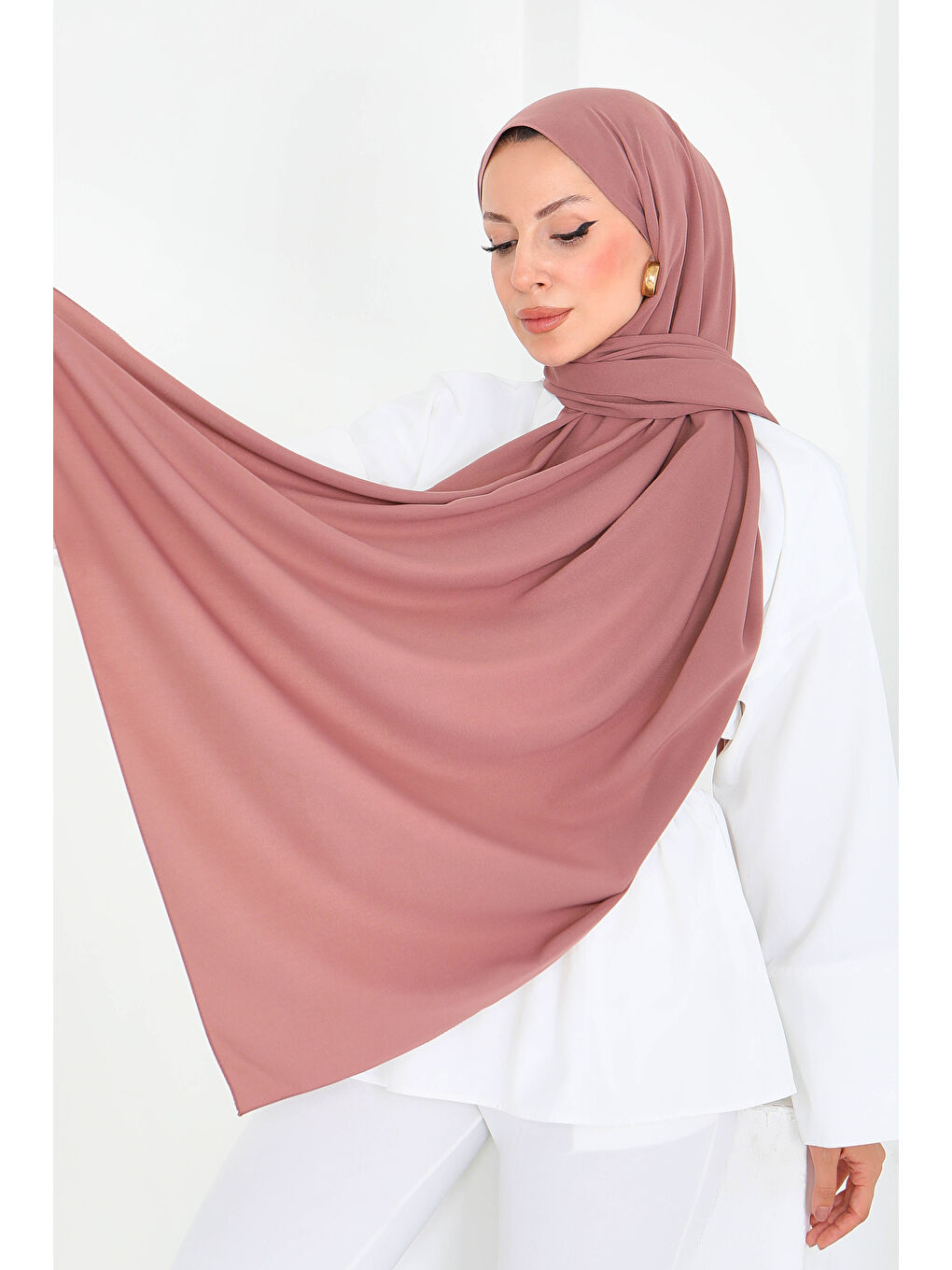 Pembe Medine İpeği Şal Gül - 27852-GUL-1