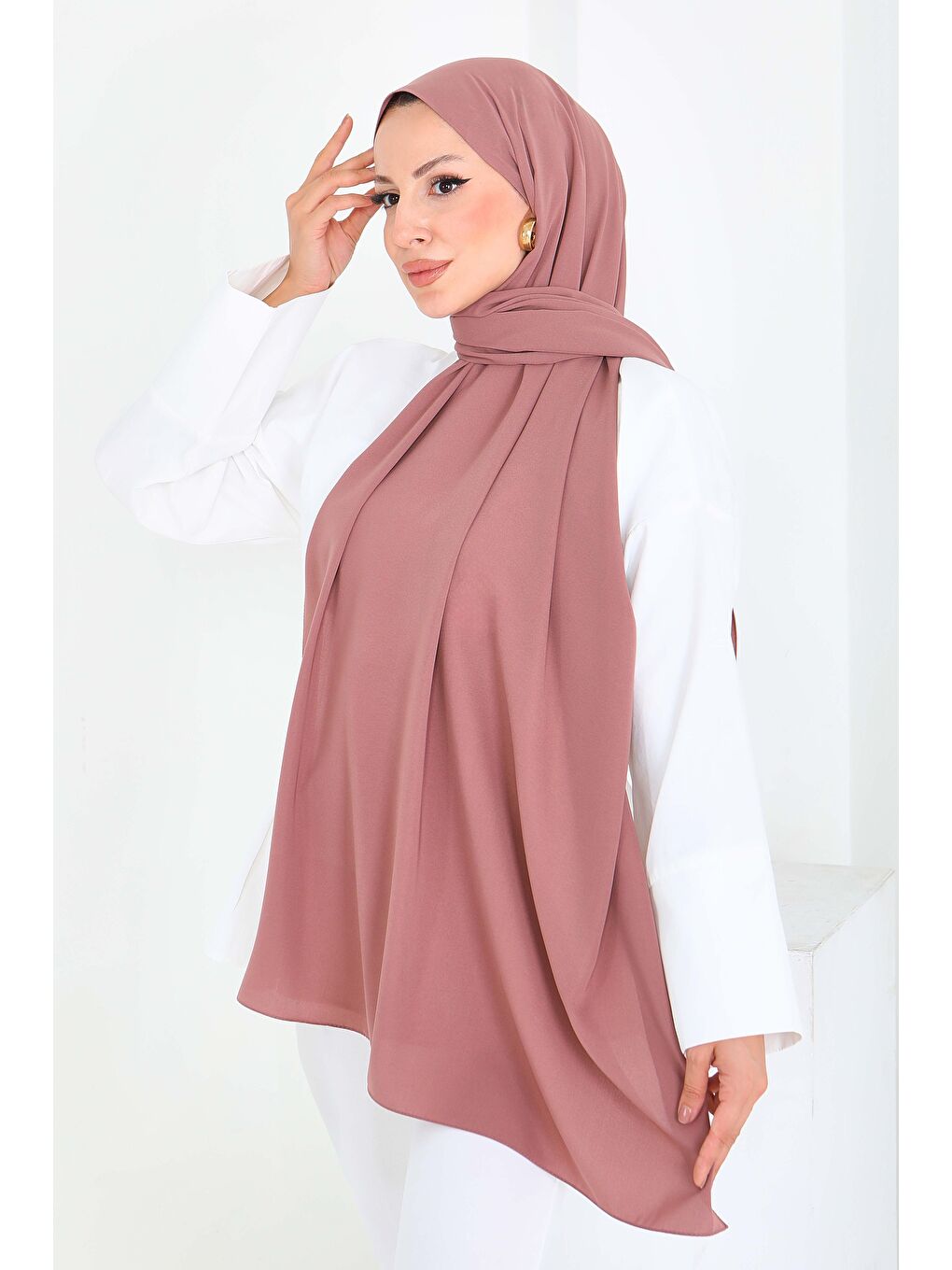 Pembe Medine İpeği Şal Gül - 27852-GUL-2