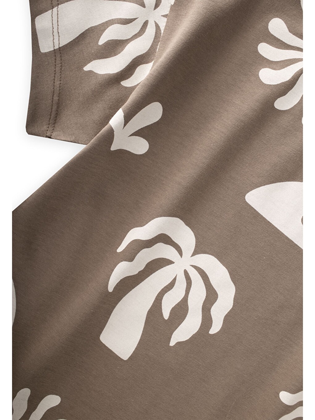 Bej Keten Pantolonlu T-Shirt Takım 2-12 Yaş Vizon-2