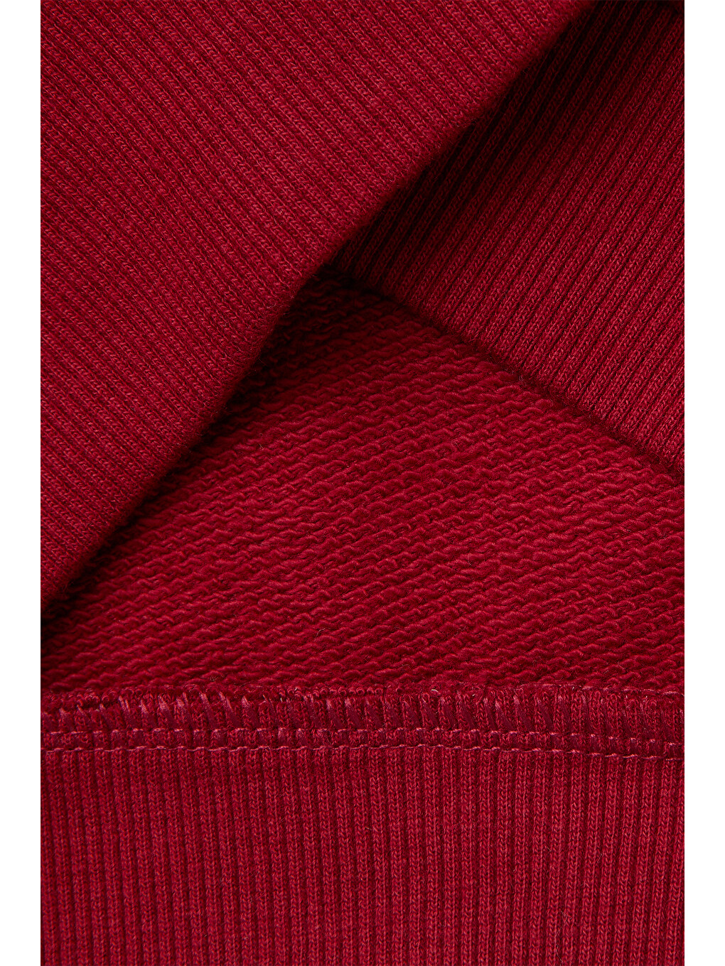 Erkek Bebek Kırmızı Önü İşlemeli Ribanalı Renk Bloklu Bisiklet Yaka Sweatshirt-2