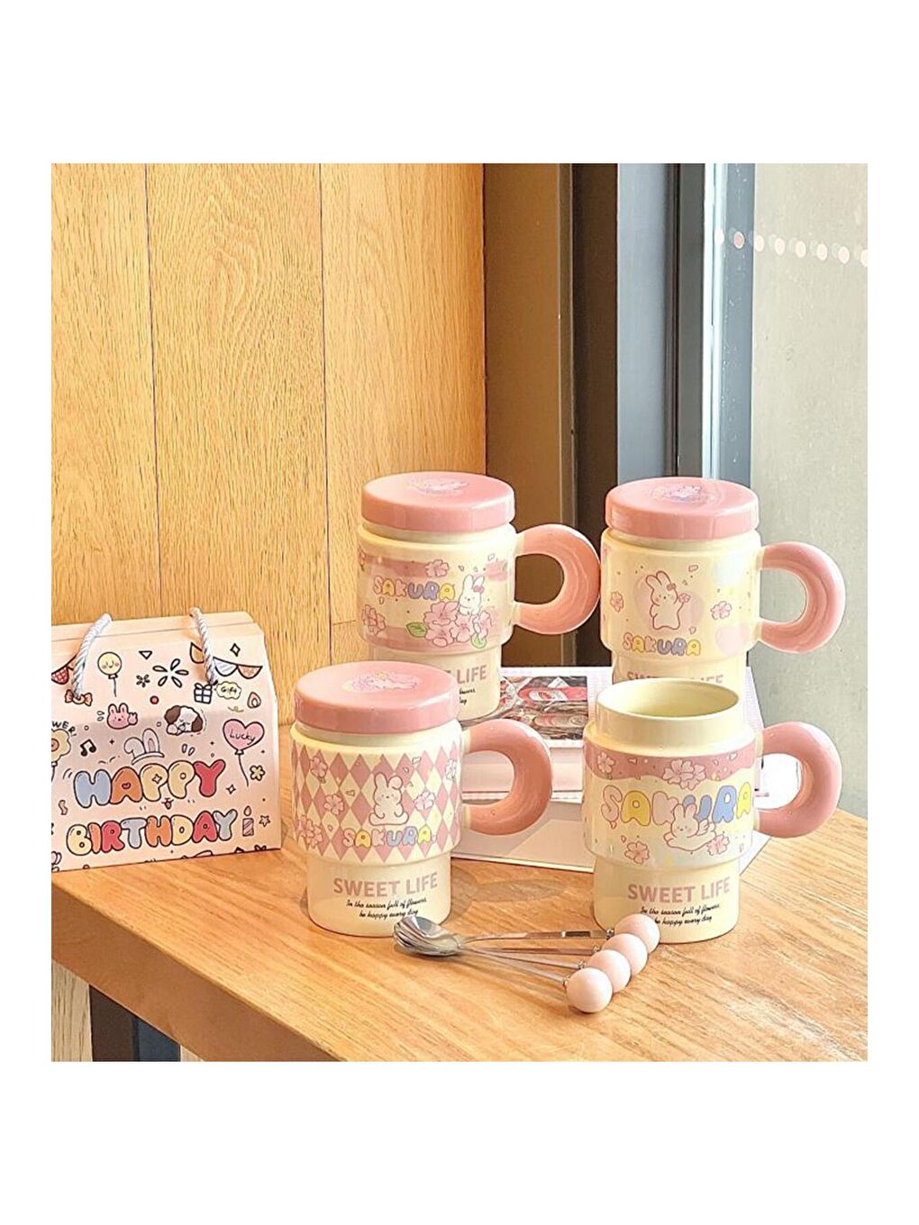 Karışık Mutlu Günler Temalı Seramik Kupa-3