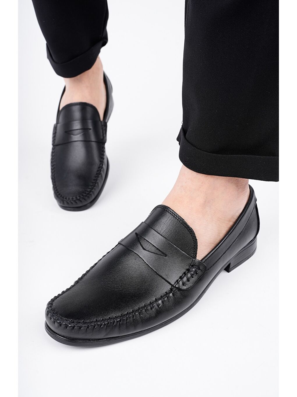 Siyah ENZO Klasik Hakiki Deri Günlük Erkek Ayakkabı-7
