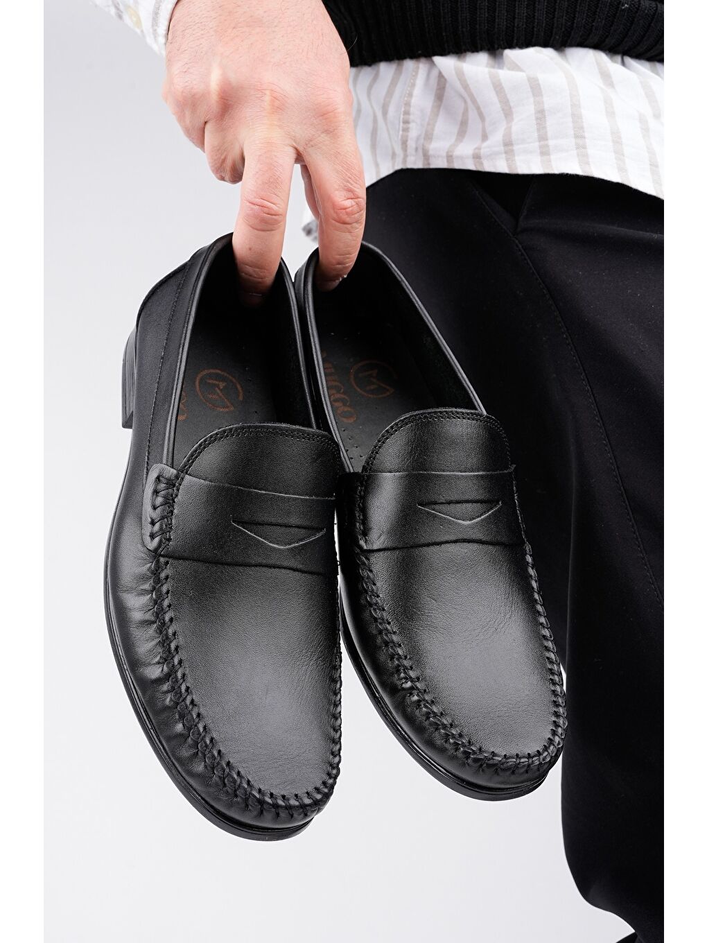 Siyah ENZO Klasik Hakiki Deri Günlük Erkek Ayakkabı-8