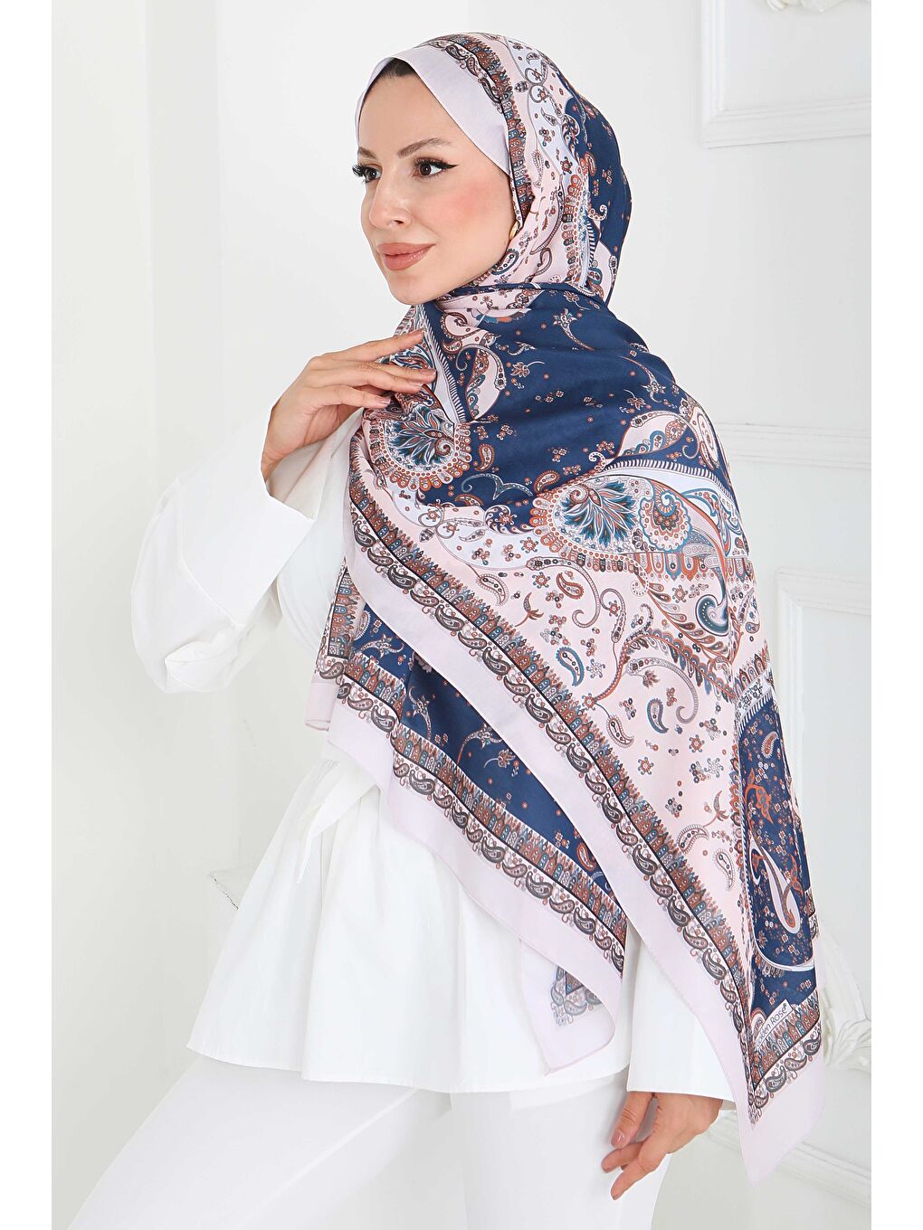 Ekru Ethnic Grace Serisi Pamuk Şal Krem - 27855-KREM-1